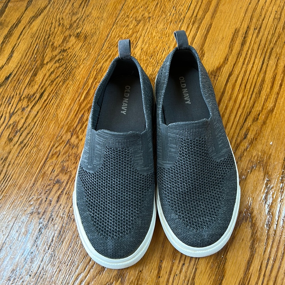 Old Navy gray fabric slip on sneakers.  Size youth 4.